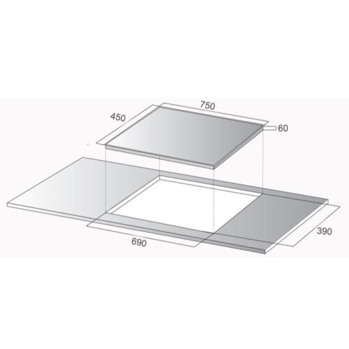 Kích thước bếp từ đôi Kocher DI-733S