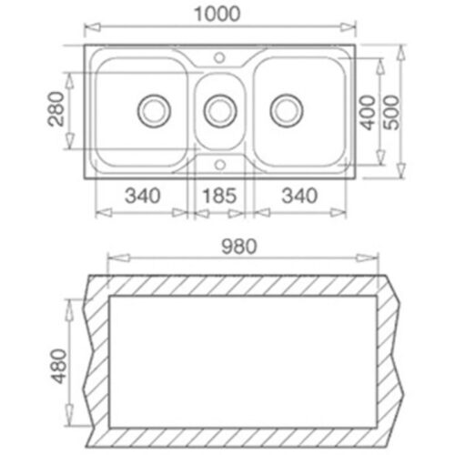 Kích thước chậu rửa bát Teka CLASSIC 2 1/2 B