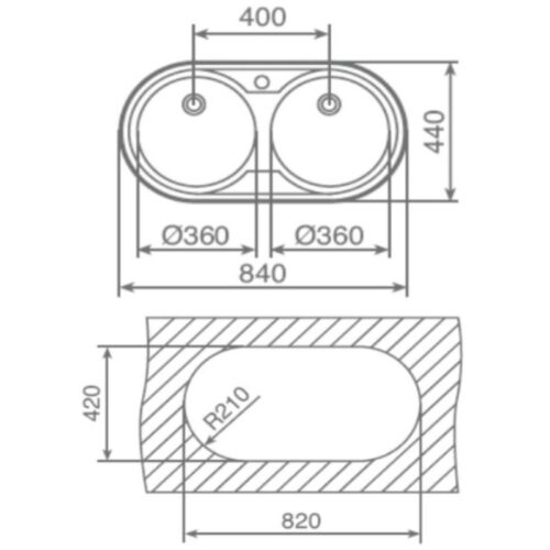 Kích thước chậu rửa bát Teka DR 80 2B