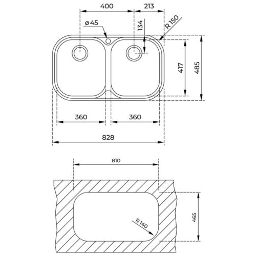 Kich thước chậu rửa bát Teka Stylo 2B