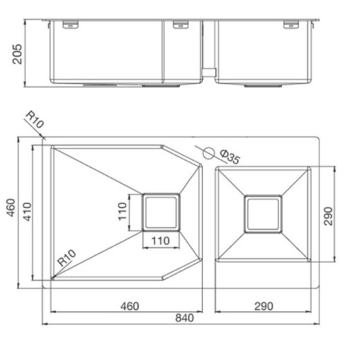 Kích thước chậu rửa chén bát Malloca MS 610T
