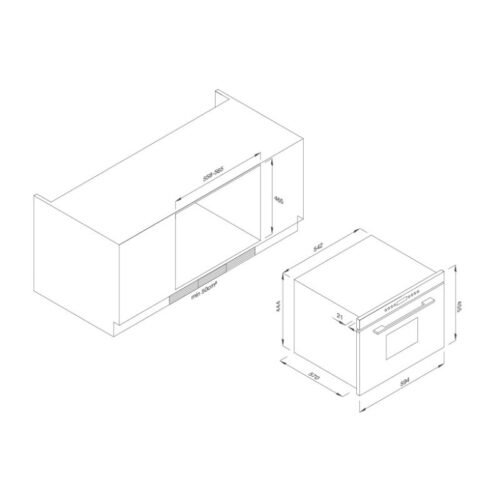 Kích thước lò nướng âm tủ MALLOCA MOV35-IX03