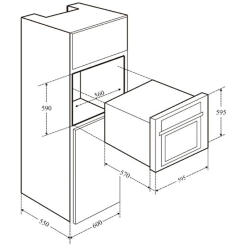 Kích thước lò nướng Kocher KOEU-68S08F