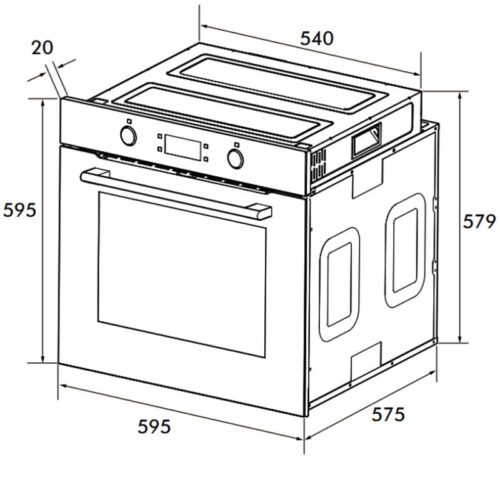 Kích thước lò nướng Kocher KOEU-71S13F
