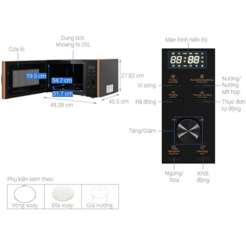 Kích thước lò vi sóng Electrolux EMG25D59EB