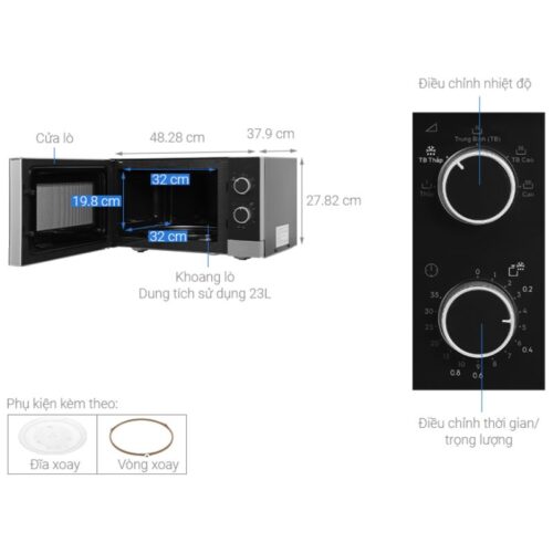 Kích thước lò vi sóng Electrolux EMM23KI9EBP