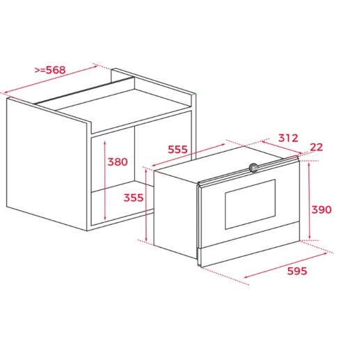 Kích thước lò vi sóng TEKA ML 8220 BIS L WH