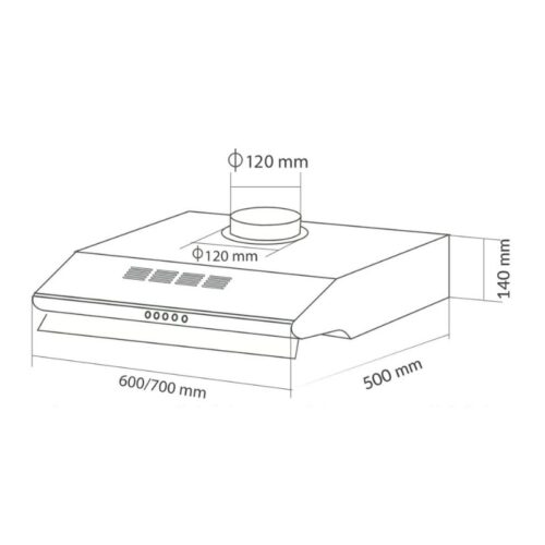 Kích thước máy hút khử mùi âm tủ Eurosun EH-60C05D