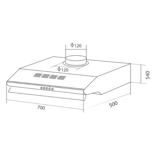 Kích thước máy hút khử mùi âm tủ Eurosun EH-70C05N