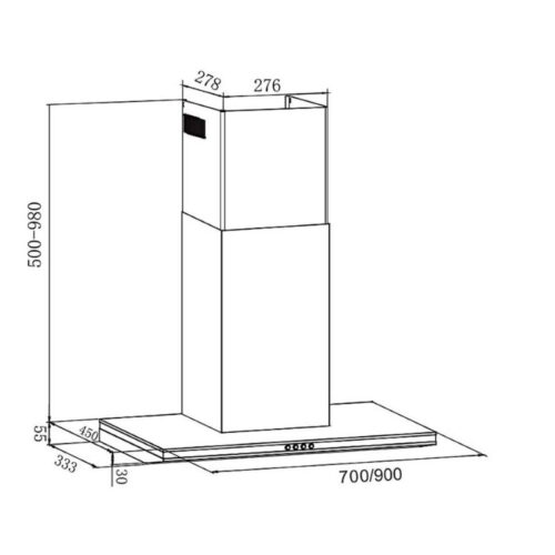 Kích thước máy hút khử mùi Eurosun EH-70AF75