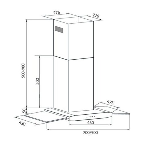 Kích thước máy hút khử mùi Eurosun EU-70AF82