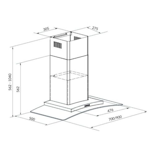 Kích thước máy hút khử mùi Eurosun EU-90AF81
