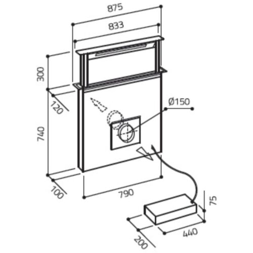 Kích thước máy hút mùi Elica ADAGIO GME BL/A/90