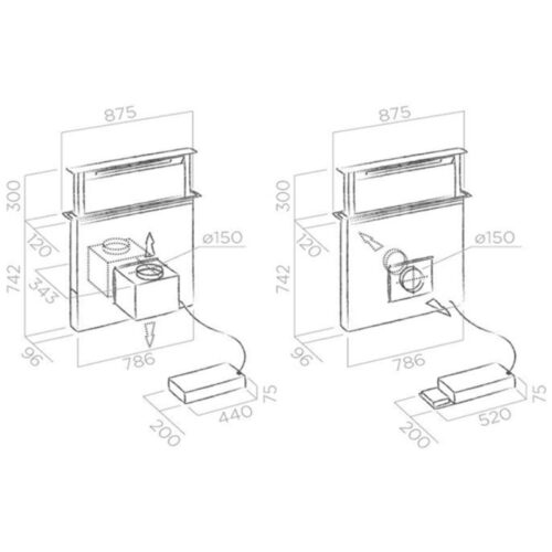 Kích thước máy hút mùi Elica ADAGIO GME IX/A/90