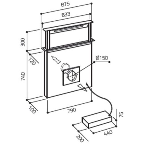 Kích thước máy hút mùi Elica ADAGIO GME WH/A/90
