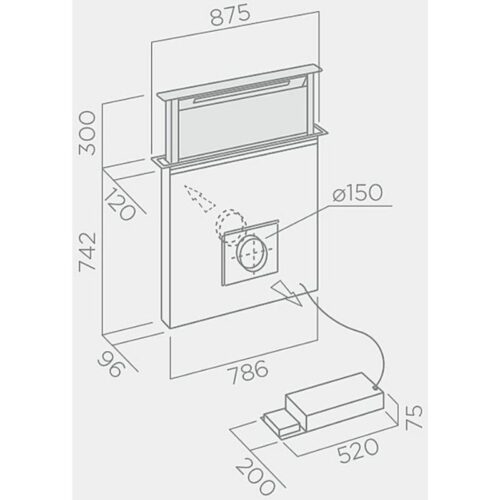 Kích thước máy hút mùi Elica ADAGIO IX/F/90