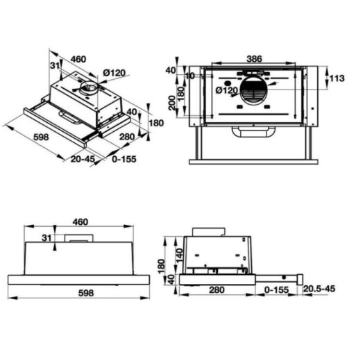 Kích thước máy hút mùi Elica ELITE 14 LUX GRVT/A/60