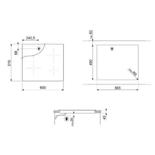 Kích thước bếp từ Hafele Smeg SE363ETB 536.64.101