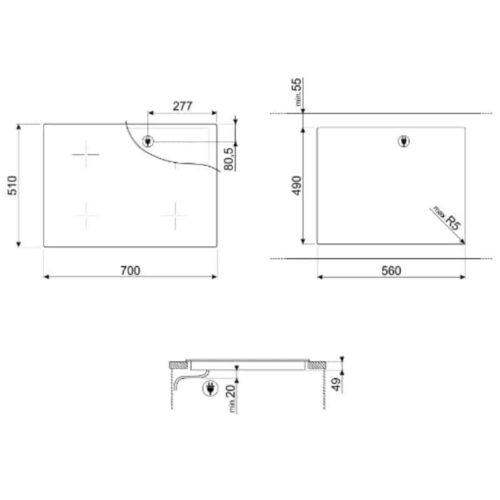 Kích thước bếp từ Hafele Smeg SI1M7733B 536.64.081