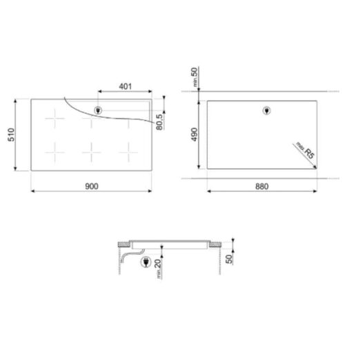Kích thước bếp từ Hafele Smeg SIM693WLDR 535.64.169