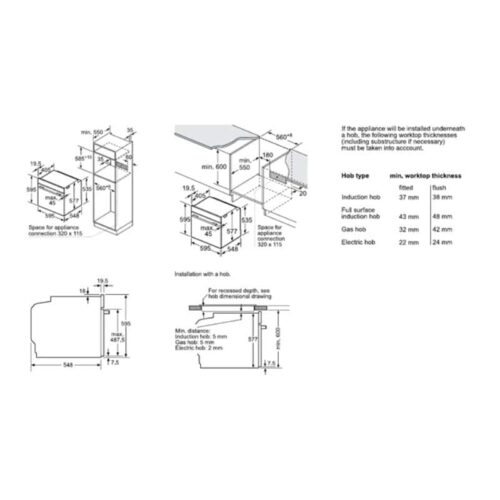 Kích thước lò Nướng Bosch HBG655HS1
