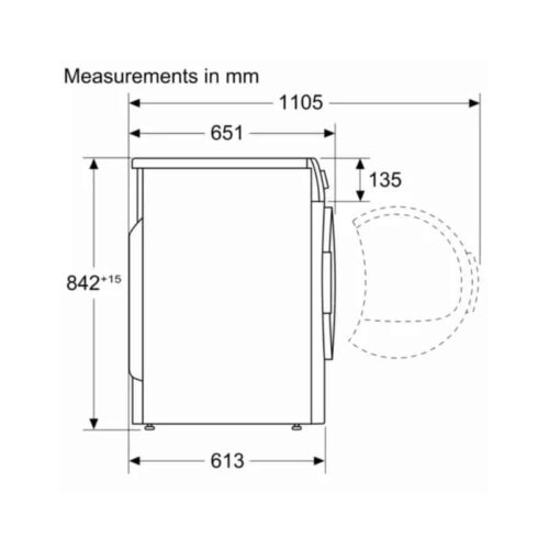 Kích thước máy sấy quần áo Bosch WTB86201SG