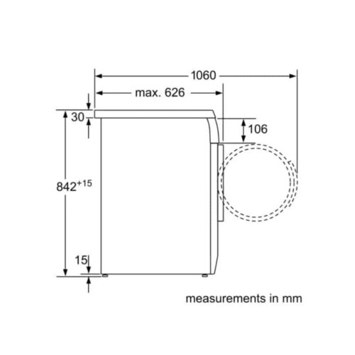 Kích thước máy sấy quần áo Bosch WTE84105GB