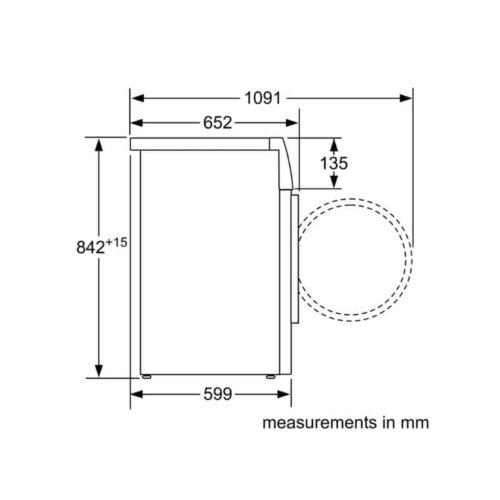 Kích thước máy sấy quần áo Bosch WTH85200GB