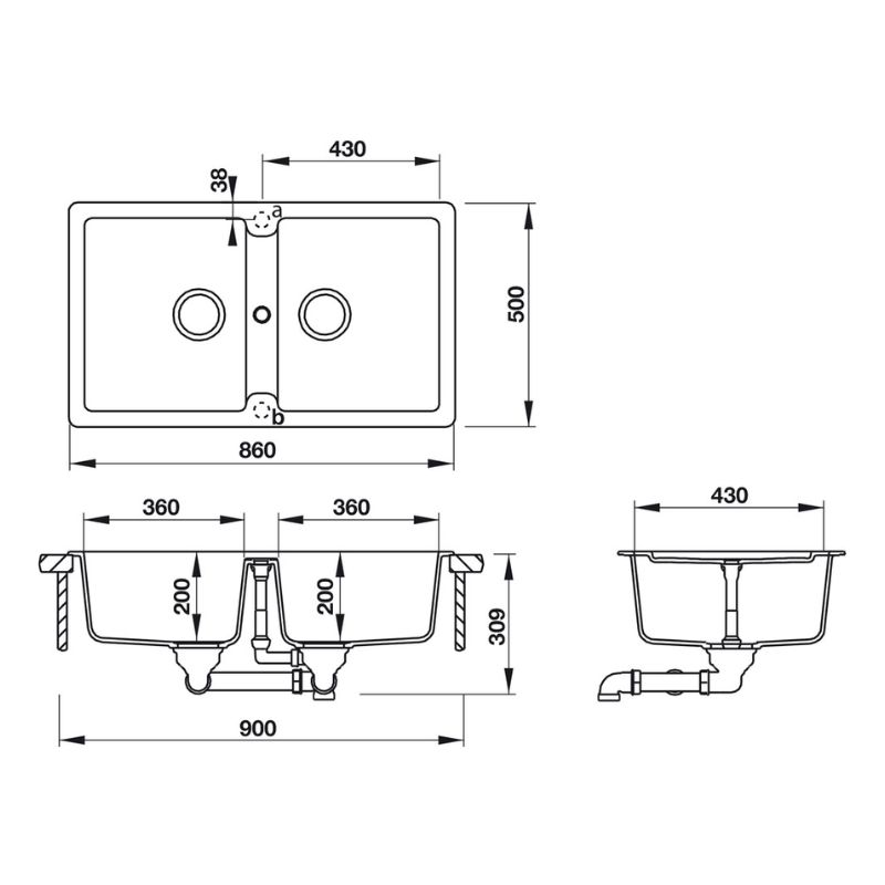 Chậu đá Hafele GALBA HS-GD8650 570.36.400 Chậu đá Hafele GALBA HS-GD8650 570.36.400
