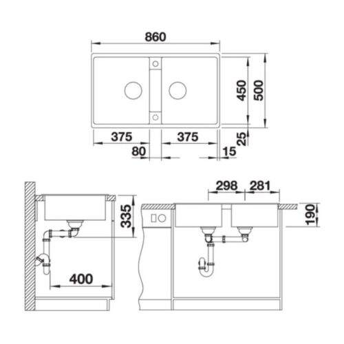 Kích thước chậu rửa chén bát Hafele 567.68.640