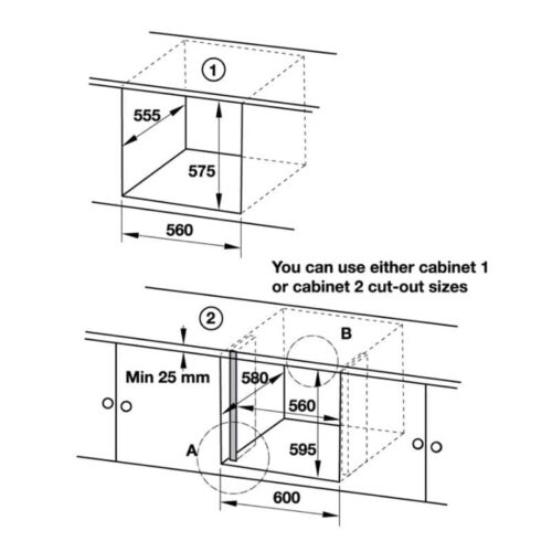 Kích thước lò nướng Hafele 533.02.070