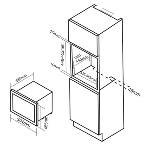 Kích thước lò nướng hấp Faster FSG 35 SMART