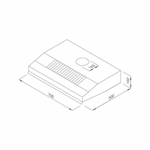 Kích thước máy hút khói khử mùi classic Malloca H392.7B