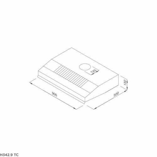 Kích thước máy hút khói khử mùi MALLOCA H342.9 TC