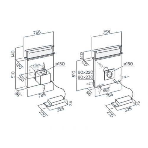 Kích thước máy hút mùi Elica PANDORA GME IX/A/90