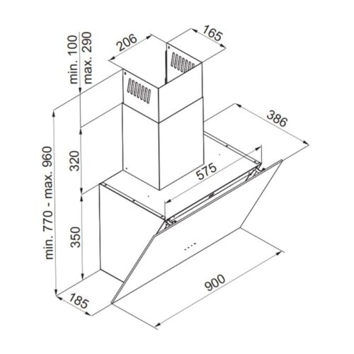 Kích thước máy hút mùi Fagor 3CFT-903N