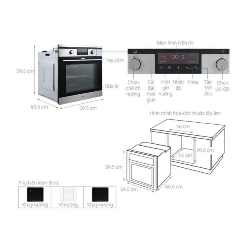 Thông số kỹ thuật lò nướng âm tủ Hafele HO-KT60J 535.62.511