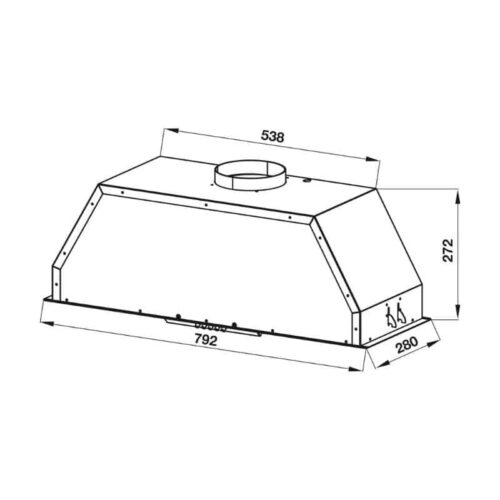 kích thước của máy hút mùi âm tủ Hafele HH-BI79A 533.80.038