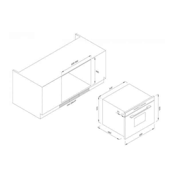Kích thước của Lò vi sóng Malloca MW35-IX03 Kính Trắng Kích thước của Lò vi sóng Malloca MW35-IX03 Kính Trắng