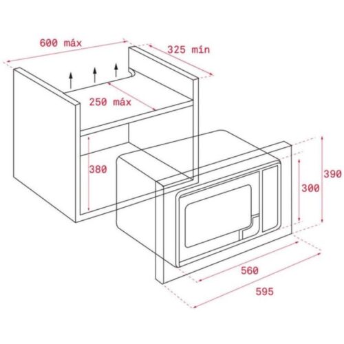 Kích thước lò vi sóng ML 8200 BIS BK