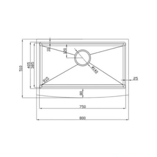 Kích thước chậu rửa bát Konox Workstation - Apron Sink KN8051AS Curve