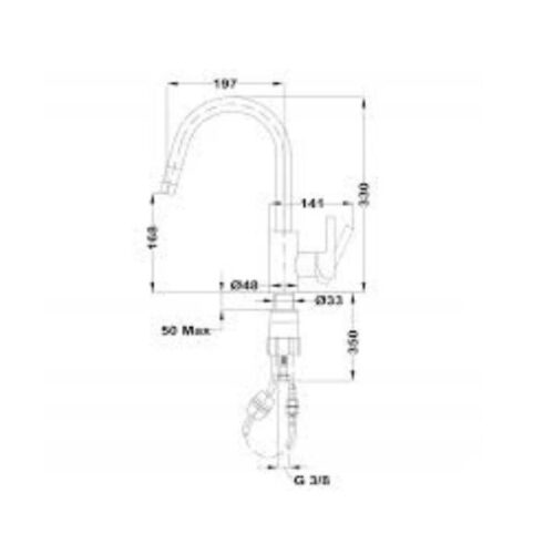 Vòi chậu rửa pull out MTP 938 116020000 3 Kích thước của Vòi chậu rửa pull out MTP 938