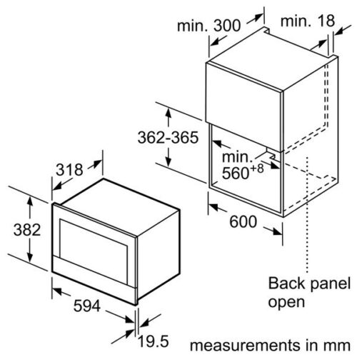 Lò vi sóng Bosch BFL634GS1 5 Kích thước Lò vi sóng Bosch BFL634GS1