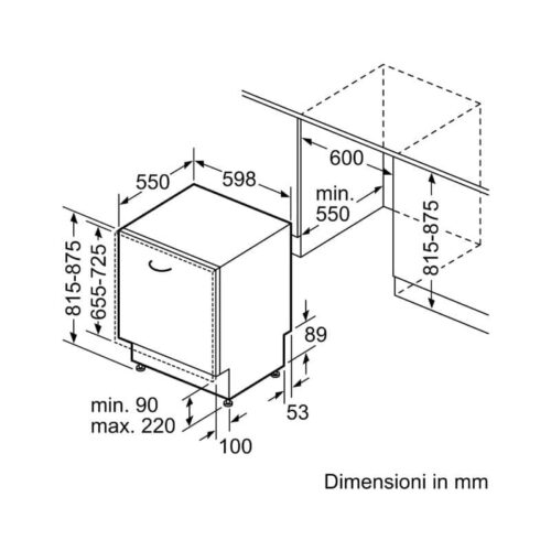Kích thước lắp đặt máy rửa bát Bosch SMV6EDX57E