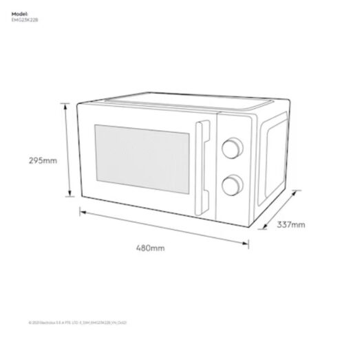 Lò vi sóng mini có nướng đối lưu 23L Electrolux EMG23K22B 5 Kích thước lò vi sóng mini có nướng đối lưu 23L Electrolux EMG23K22B