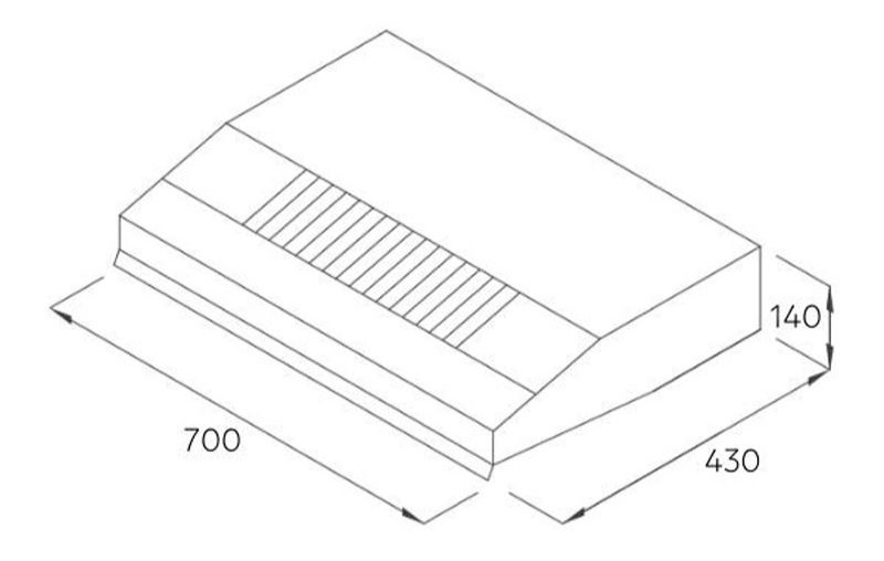 Kích thước máy hút mùi âm tủ tuần hoàn Pramie CH9B-700 Air