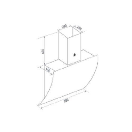 Kích thước máy hút mùi áp tường Pramie DE22-700 Air