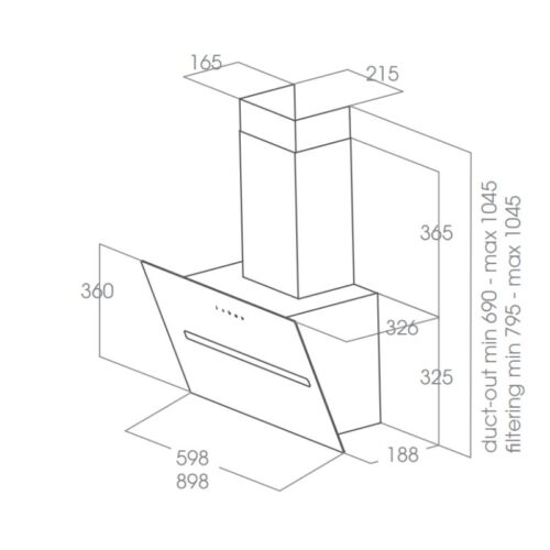 Kích thước máy hút mùi áp tường Elica PRF0166933