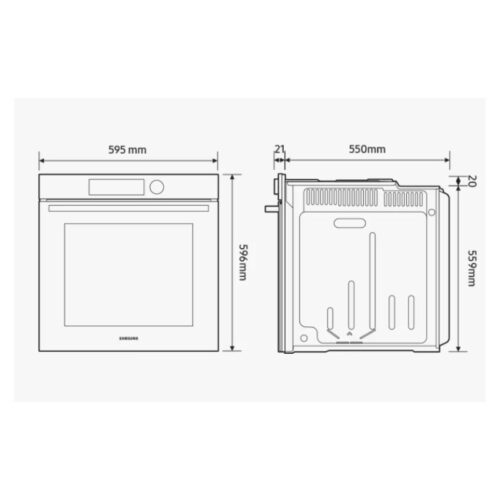 Kích thước lò nướng âm tủ 76 lít Samsung Bespoke NV7B6675CAA/SV