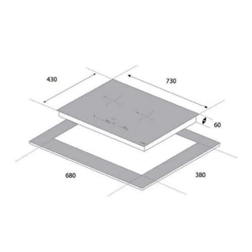 Kích thước bếp từ Eurogold 2 vùng nấu EUH3399Pro lắp âm